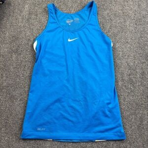 NIKE Women Nike Pro Combat Dri-Fit Fitted Racerback Athletic Tank Top Blue Small